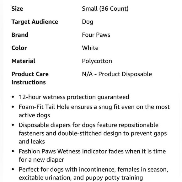 Potty Training Diapers, Leak-Proof Protection for Pups & Small Dogs, 36 count - Picture 8 of 8